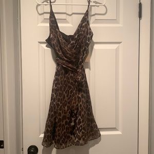 Leopard Wrap Mini Dress. Size L. NWT